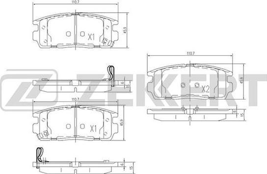 Zekkert BS-1299 - Тормозные колодки, дисковые, комплект unicars.by