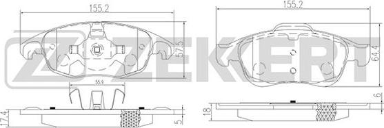 Zekkert BS-1254 - Тормозные колодки, дисковые, комплект unicars.by