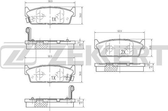 Zekkert BS-1262 - Тормозные колодки, дисковые, комплект unicars.by