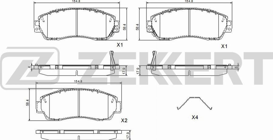 Zekkert BS-1202 - Тормозные колодки, дисковые, комплект unicars.by