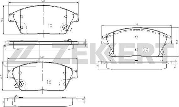 Zekkert BS-1286 - Тормозные колодки, дисковые, комплект unicars.by