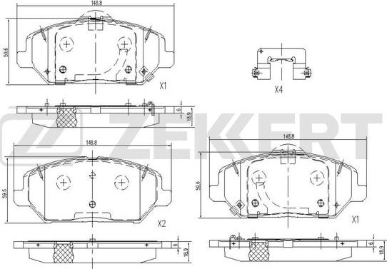 Zekkert BS-1236 - Тормозные колодки, дисковые, комплект unicars.by