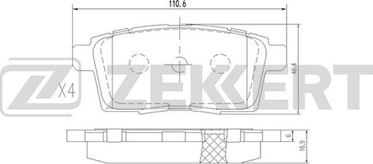 Zekkert BS-1229 - Тормозные колодки, дисковые, комплект unicars.by