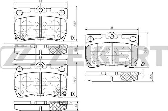 Zekkert BS-1224 - Тормозные колодки, дисковые, комплект unicars.by