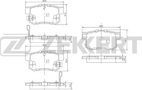 Zekkert BS-1720 - Тормозные колодки, дисковые, комплект unicars.by