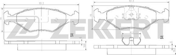 Zekkert BS-2944 - Тормозные колодки, дисковые, комплект unicars.by