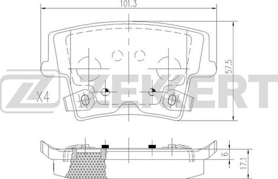 Zekkert BS-2429 - Тормозные колодки, дисковые, комплект unicars.by