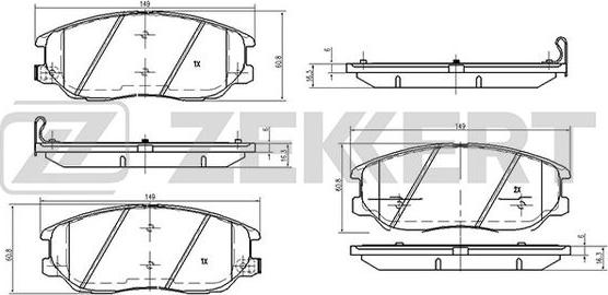 Zekkert BS-2422 - Тормозные колодки, дисковые, комплект unicars.by