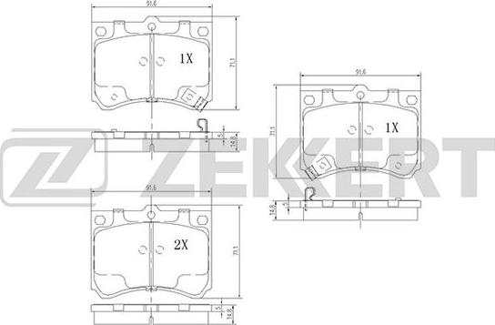 Zekkert BS-2519 - Тормозные колодки, дисковые, комплект unicars.by