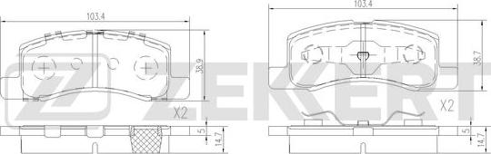 Zekkert BS-2629 - Тормозные колодки, дисковые, комплект unicars.by