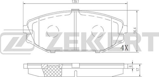 Zekkert BS-2167 - Тормозные колодки, дисковые, комплект unicars.by