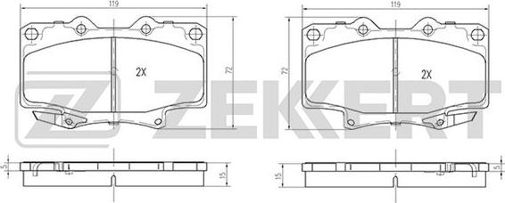 Zekkert BS-2101 - Тормозные колодки, дисковые, комплект unicars.by