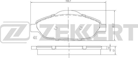 Zekkert BS-2825 - Тормозные колодки, дисковые, комплект unicars.by