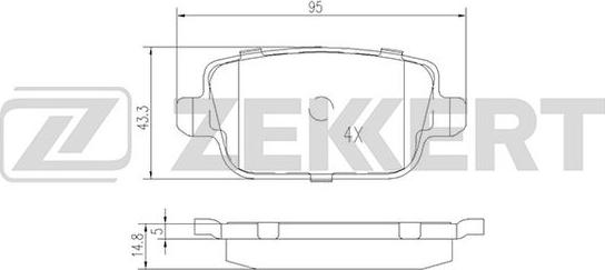 Zekkert BS-2821 - Тормозные колодки, дисковые, комплект unicars.by