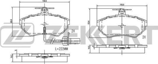 Zekkert BS-2827 - Тормозные колодки, дисковые, комплект unicars.by