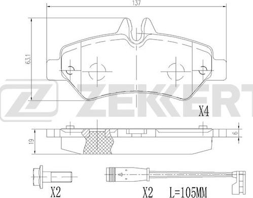 Zekkert BS-2791 - Тормозные колодки, дисковые, комплект unicars.by