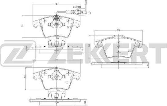 Zekkert BS-2797 - Тормозные колодки, дисковые, комплект unicars.by