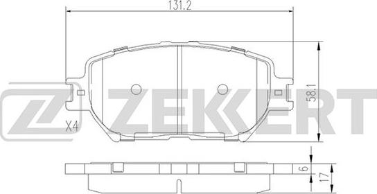 Zekkert BS-2706 - Тормозные колодки, дисковые, комплект unicars.by