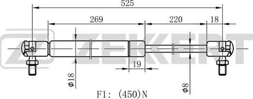 Zekkert GF-1413 - Газовая пружина, упор unicars.by