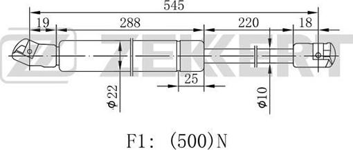 Zekkert GF-1427 - Газовая пружина, упор unicars.by