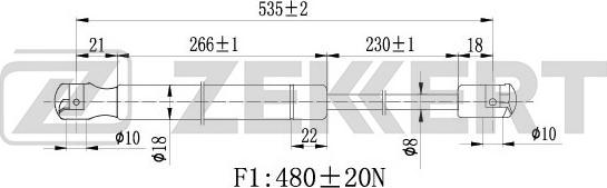 Zekkert GF-1583 - Газовая пружина, упор unicars.by