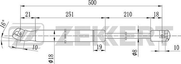 Zekkert GF-1029 - Газовая пружина, упор unicars.by