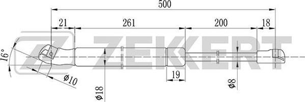 Zekkert GF-1763 - Газовая пружина, упор unicars.by