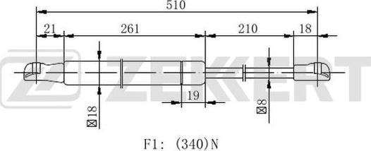 Zekkert GF-2390 - Газовая пружина, упор unicars.by