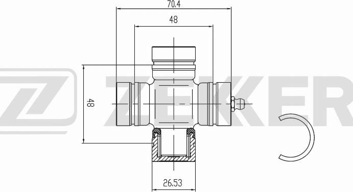 Zekkert KG-1044 - Шарнир, продольный вал unicars.by