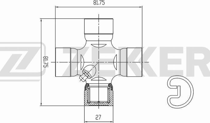 Zekkert KG-1040 - Шарнир, продольный вал unicars.by