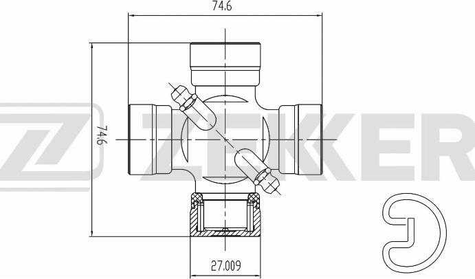 Zekkert KG-1021 - Шарнир, продольный вал unicars.by