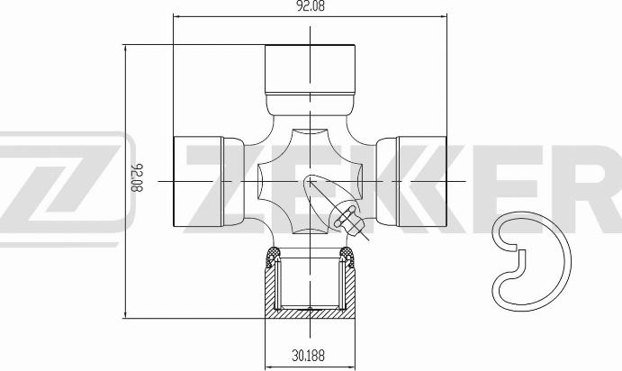 Zekkert KG-1137 - Шарнир, продольный вал unicars.by