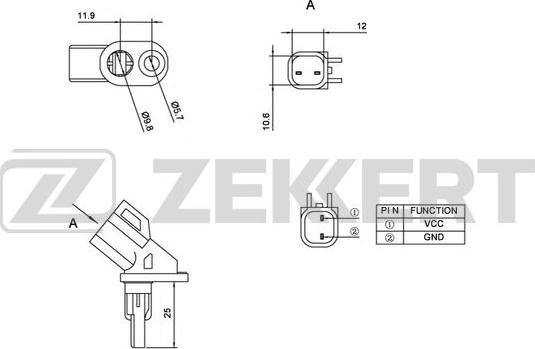 Zekkert SE-6056 - Датчик ABS, частота вращения колеса unicars.by