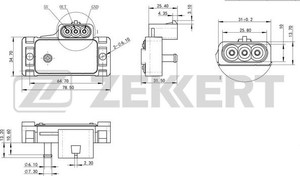 Zekkert SE-1052 - Датчик, давление во впускной трубе unicars.by