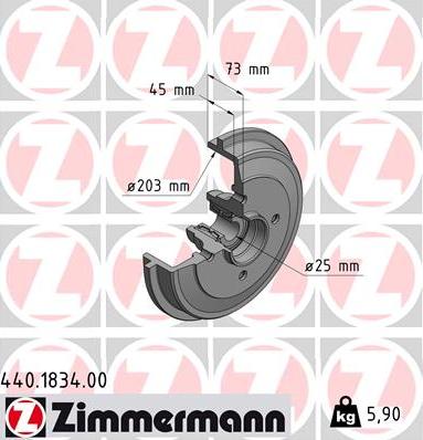 Zimmermann 440.1834.00 - Тормозной барабан unicars.by