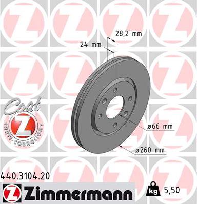 Zimmermann 440.3104.20 - Тормозной диск unicars.by