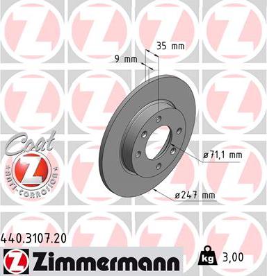 Zimmermann 440.3107.20 - Тормозной диск unicars.by