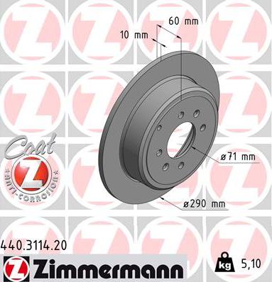 Zimmermann 440.3114.20 - Тормозной диск unicars.by