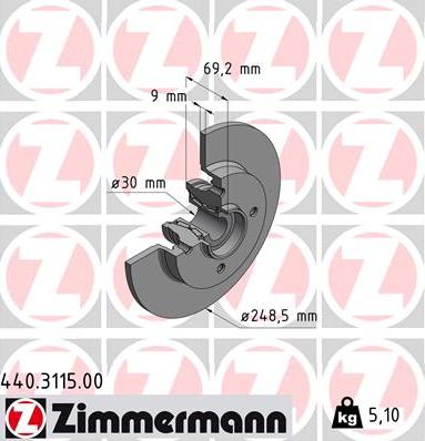 Zimmermann 440.3115.00 - Тормозной диск unicars.by