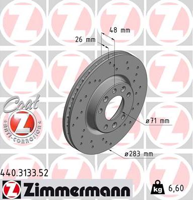 Zimmermann 440.3133.52 - Тормозной диск unicars.by