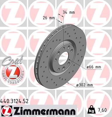 Zimmermann 440.3124.52 - Тормозной диск unicars.by