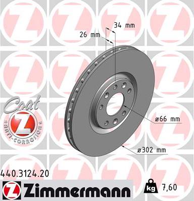 Zimmermann 440.3124.20 - Тормозной диск unicars.by