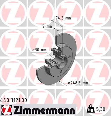 Zimmermann 440.3121.00 - Тормозной диск unicars.by