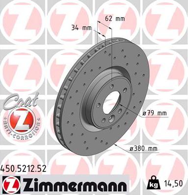 Zimmermann 450.5212.52 - Тормозной диск unicars.by