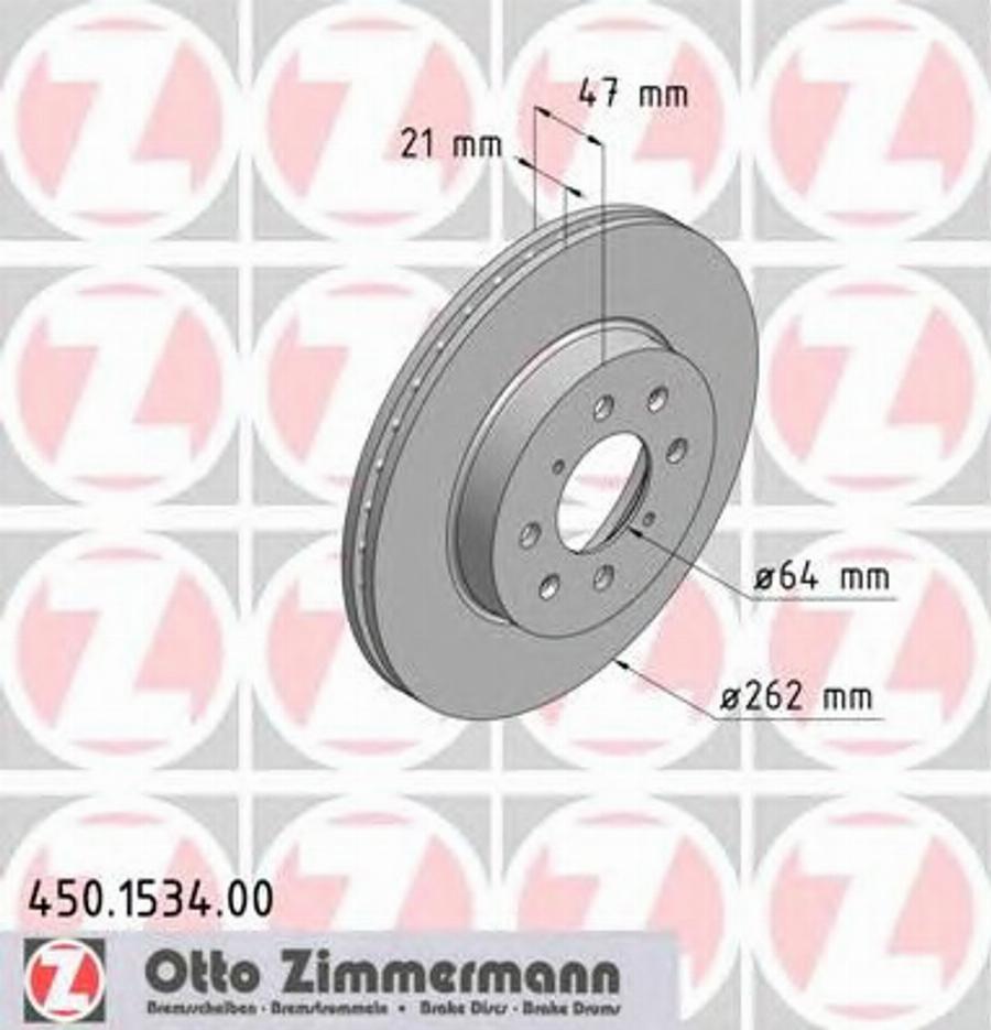 Zimmermann 450.1534.00 - Тормозной диск unicars.by