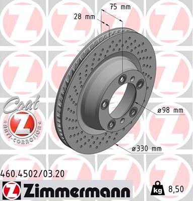 Zimmermann 460.4502.20 - Тормозной диск unicars.by