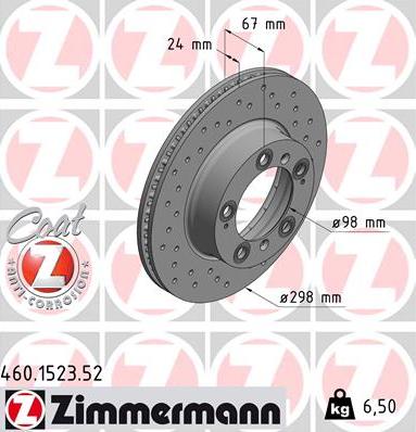 Zimmermann 460.1523.52 - Тормозной диск unicars.by