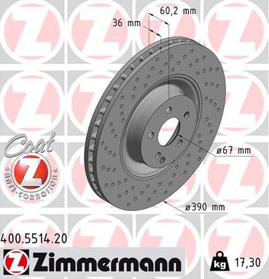 Zimmermann 400.5514.20 - Тормозной диск unicars.by