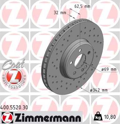 Zimmermann 400.5520.30 - Тормозной диск unicars.by