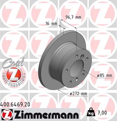 Zimmermann 400.6469.20 - Тормозной диск unicars.by